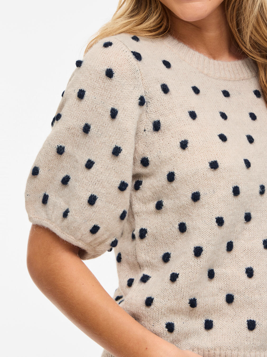 Vidottie kortærmet striktrøje - Birch